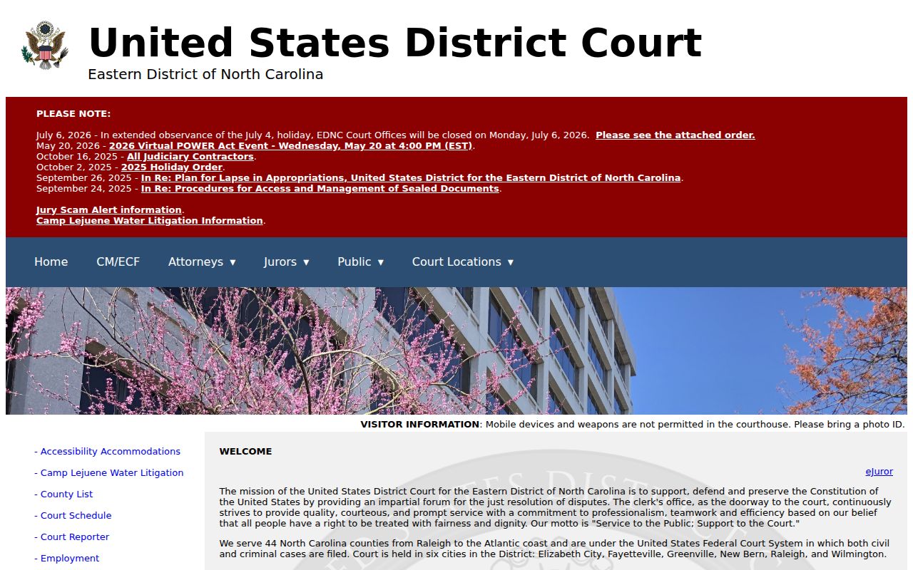 Gates County case search comparison with Eastern District federal court