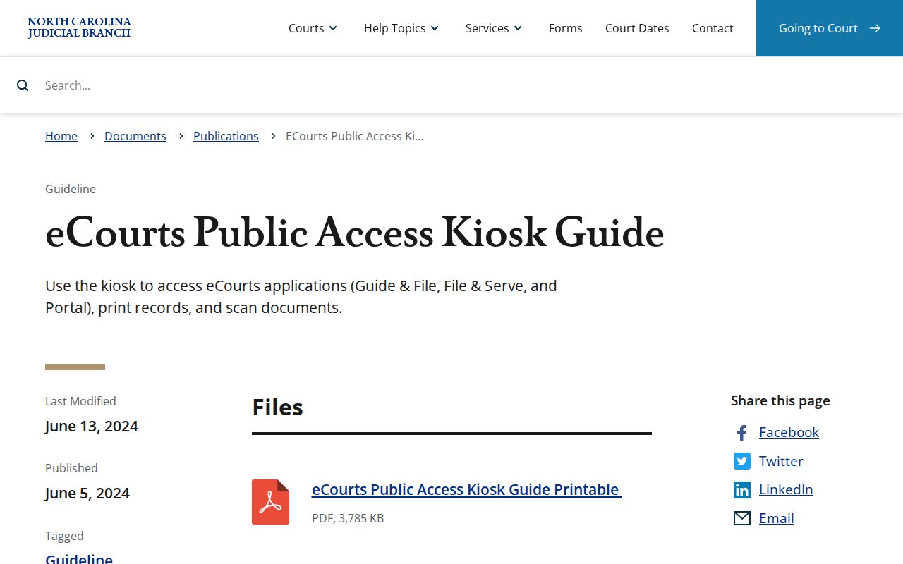 Gates County case search public access kiosk guidance