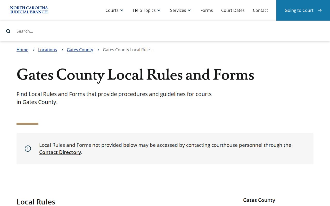 Gates County civil docket local-rules source