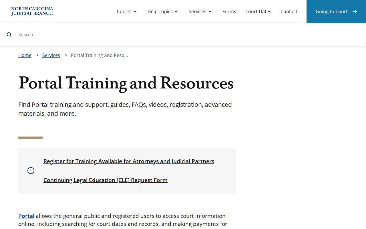 Gates County court calendar Portal training source