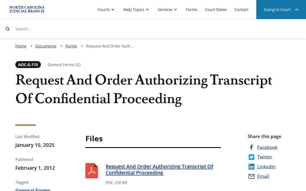 Gates County court records confidential proceeding authorization form