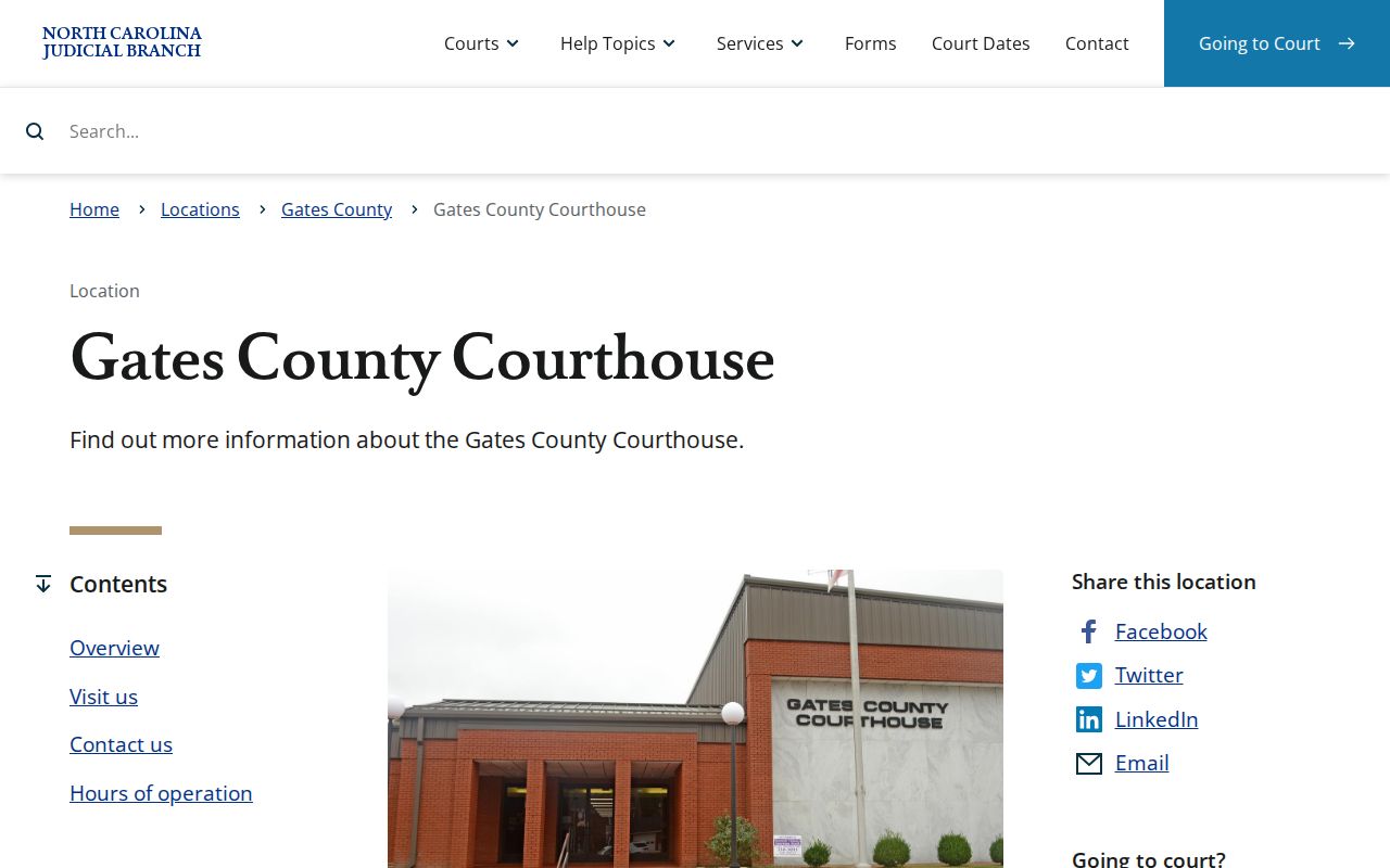 Gates County court docket records at the active courthouse