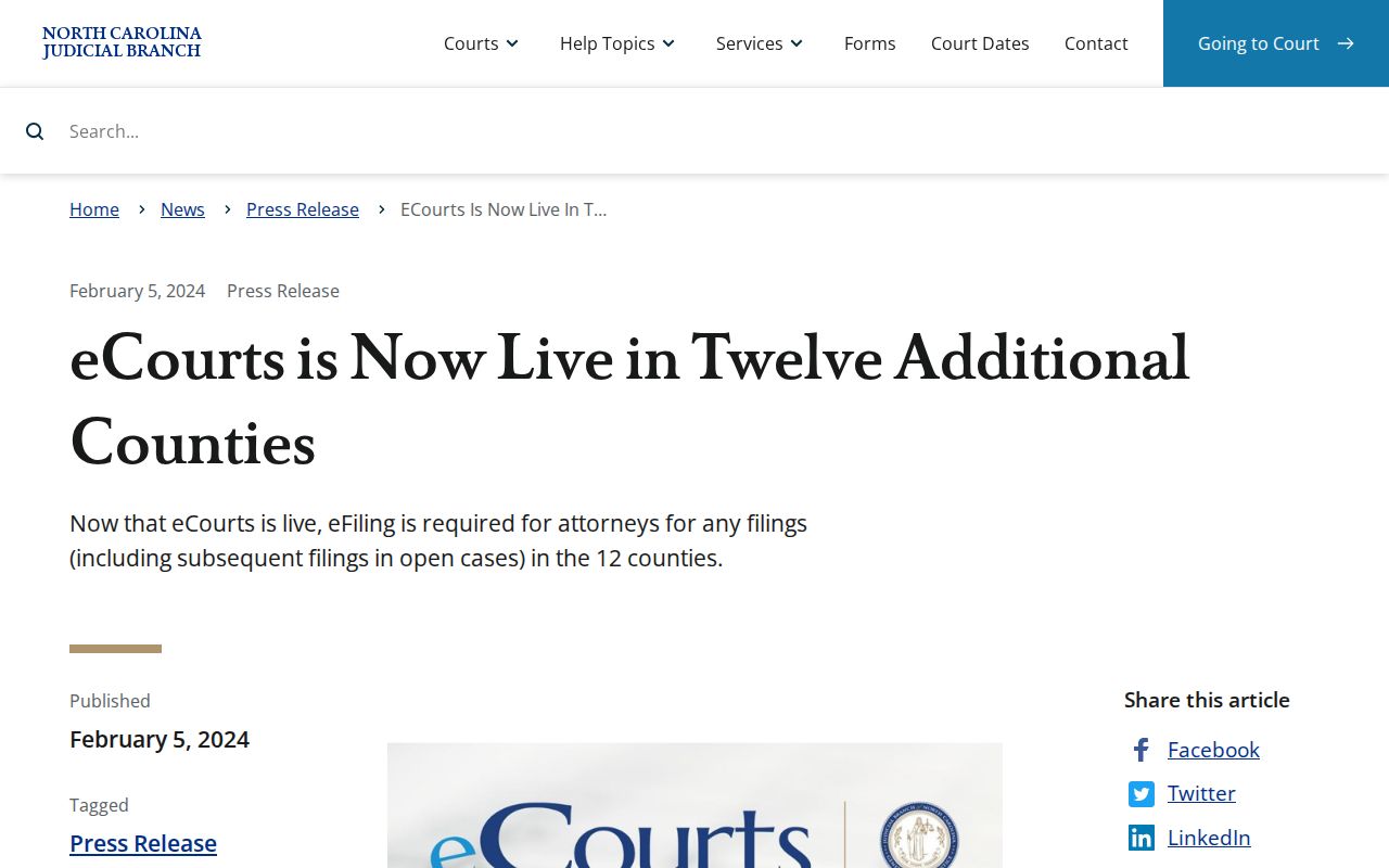 Gates County court docket eCourts conversion announcement