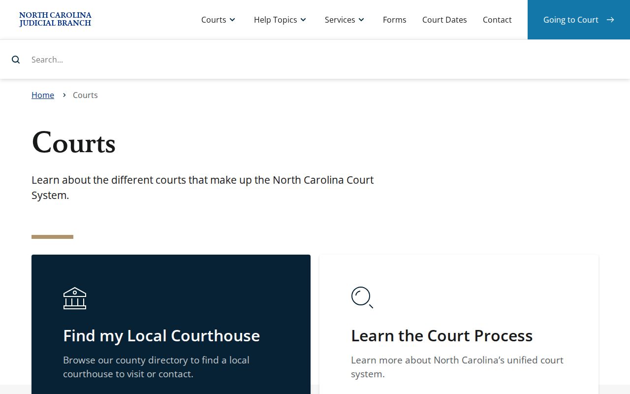 Gates County court docket place in the North Carolina court system