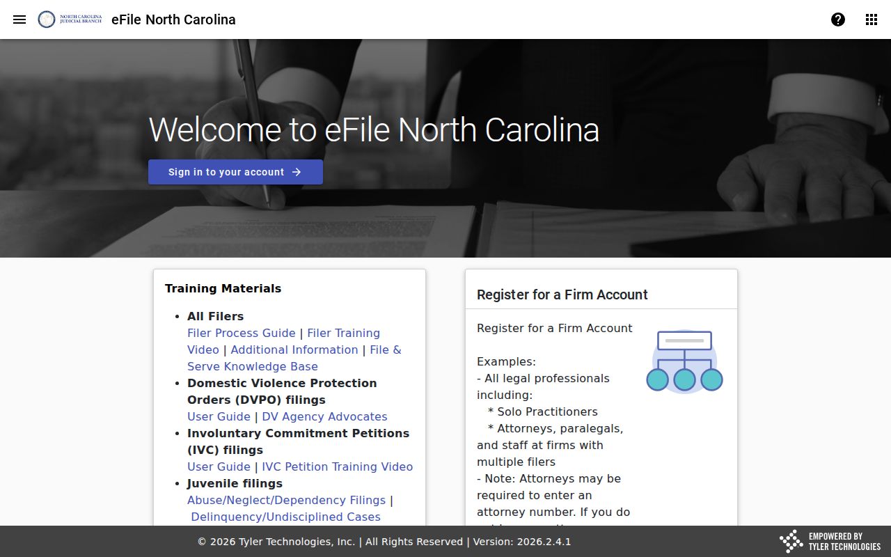Gates County court docket filing context through North Carolina File and Serve