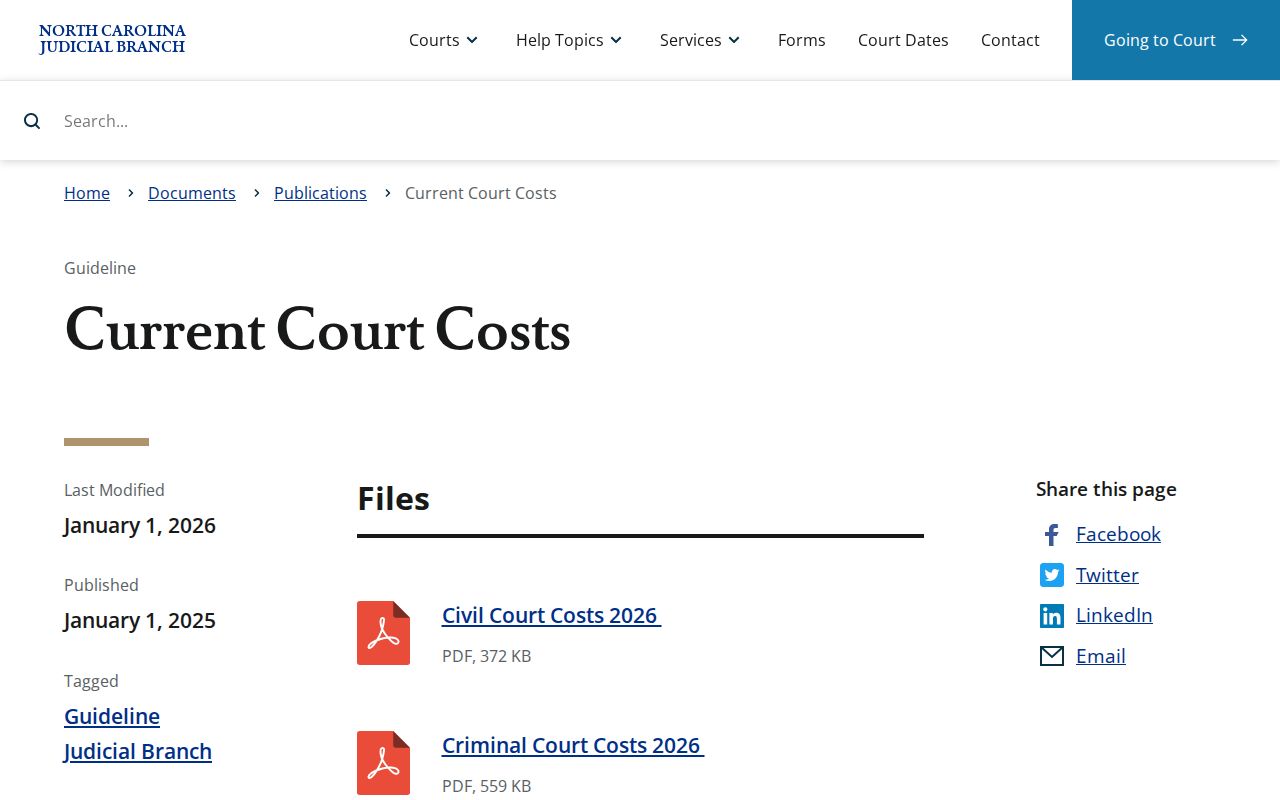 Gates County traffic court records current court cost charts